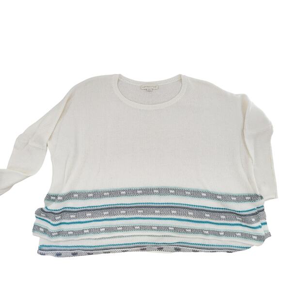 Lovestitch Women’s Knit Sweater Long Sleeve Small/Medium Geometric Stripe White - Picture 1 of 9